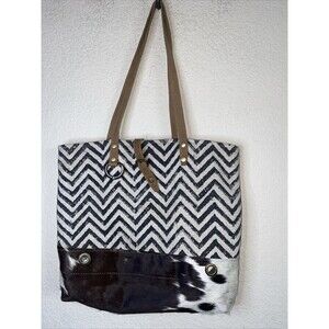 Western Myra Bag Leather Cow Hobo Large Purse Bag Hair On Cowboy Tribal Tote